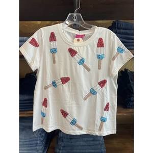 NEW QUEEN OF SPARKLES kids scattered bomb pop in white